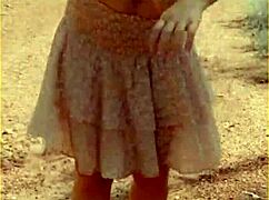 milf wife exposes shaved pussy and tits outdoors