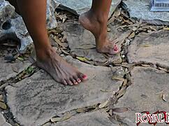 jet setting jasmine barefoot in garden foot fetish pov