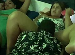 Exhibitionists Flash Trimmed Pussy As Legs Open For Sucking In Public Display.