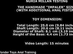 Nuria Millán tests large dildo insertion with anal fisting gaping asshole