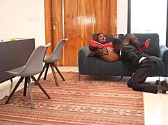 Ebony girl takes monster cock in big ass at office when boss is out!