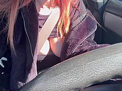 Sexy car ride with hot horny milf artemisia love flashing her juicy boobs?