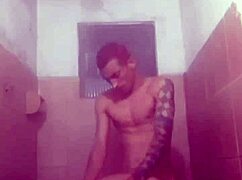 Chubby married wife seductively bathes husband, spreading natural tits and ass