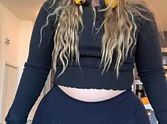 Pawg stretching ripped pants