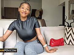 real tight black babe pussy railed pov rough missionary by big white cock