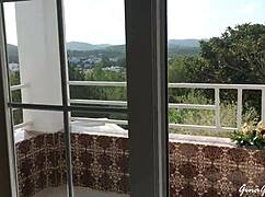 Ibiza trip with blonde teen clothes ripped