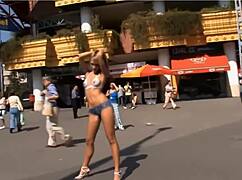 blue angel body painted walking in public, flashing naked at exhibitionists