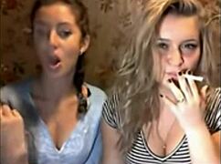 girls cam with cigarette smoke