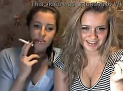 girls cam with cigarette smoke