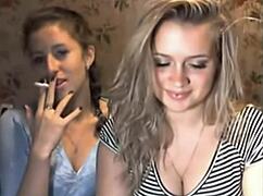 girls cam with cigarette smoke