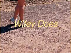 Look at this milf showing her shaved pussy in public under her skirt