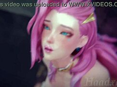 Seraphine sucks dick in a game session.