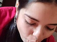 Emotional joy from Debora Prado's morning cock sucking.