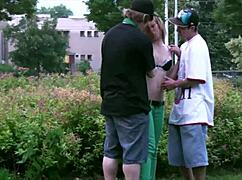 Hot Teen 18+ Alexis Crystal Public Street Threesome Sex With 2 Young 18+ Guys