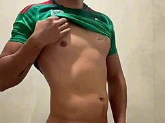 Mexican Footballer Boldly Masturbates In The Gym Bathrooms!
