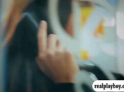 Hey, this sexy babe moans while finger fucking her shaved pussy.