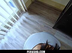 perverted stepfather shoves big cock in face for taboo blowjob