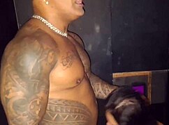 Milf Danni Cardillo sucking at the glory hole and entering the cabin?