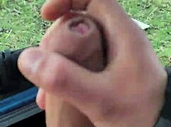 Dick Flash Lowering Pants Outdoors Waiting for Someone to See Huge Cock