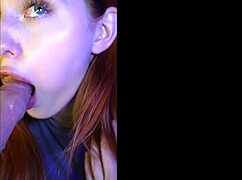 Redhead with blue eyes intensely rides dildo and handles cum