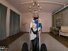 Skinny Bronya in stockings gets fucked moaning in Honkai Star Rail cosplay parody