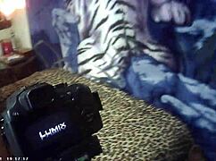 Behind The Scenes Glasses Cam Brunette Babe Gets A Load On Her & He Keeps Fucking Her With Cum On Her Then He Cleans Up The Cum