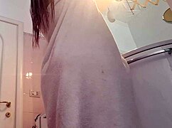 Hot Blonde Strips Naked In Bathroom