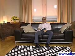 Young european nurse assists mature couple in hospital