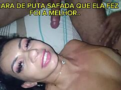 the slut let the well-endowed guy fuck her pussy on the pole and swallowed every drop of cum from his dick