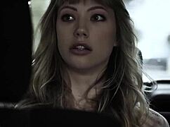 Horny blonde teen jizzed over with monster cock