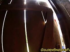 Redhead Gets Pissed On and Sprayed with Cum in Wild Group Scene