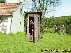 Redhead Gets Pissed On and Sprayed with Cum in Wild Group Scene