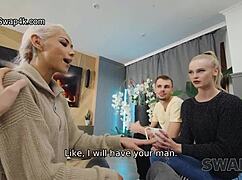 Swap4k kinky couple fucks young 18+ girl after feet massage while cuckold boyfriend watches