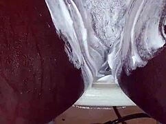 black milf shaves wet pussy fully