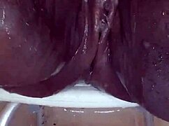 black milf shaves wet pussy fully