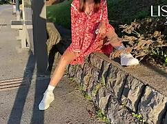 Hot latina woman flashes and masturbates on crowded bus