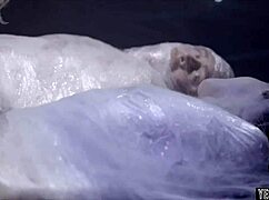 Couple bent over for rough doggystyle blowjob by aliens in galactic sex show