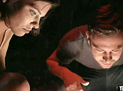 Couple bent over for rough doggystyle blowjob by aliens in galactic sex show