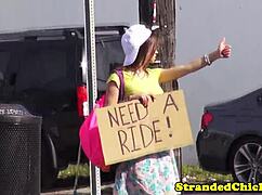 amateur teen hitchhiker fucked on car with blowjob and cumshot
