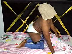 horny girl masturbating and having fun with her big black ass