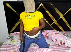 horny girl masturbating and having fun with her big black ass