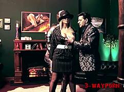 She spied on them, and they punished her in a threesome!