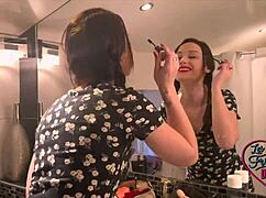 alice, petite 18+ brunette, enjoys perverse trio hhf with amateurs