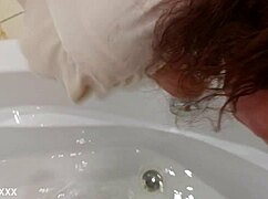 Standing doggystyle fuck and blowjob with mature wife