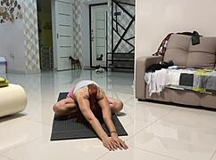 angie elif hot small tits brunette plays pussy after yoga fingering masturbation natural tits softcore solo teen