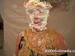 two blondes get wet and messy playing