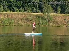 Look At This Sup In Her Pink Micro Bikini Flashing On The Beach!