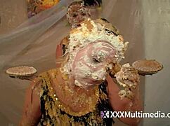 two blondes get wet and messy playing