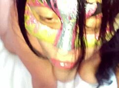 Strange moans like a goat while smiling