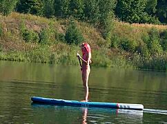 Look At This Sup In Her Pink Micro Bikini Flashing On The Beach!